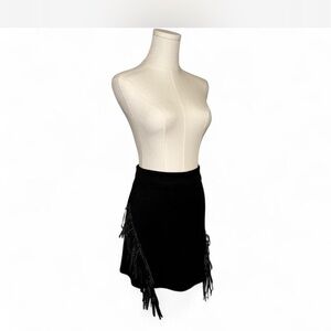 Source Unknown Black Mini Skirt with Fringe